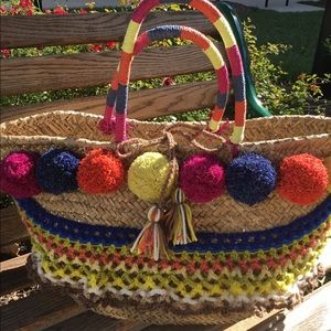 Basket Colorful Pom poms Bag
